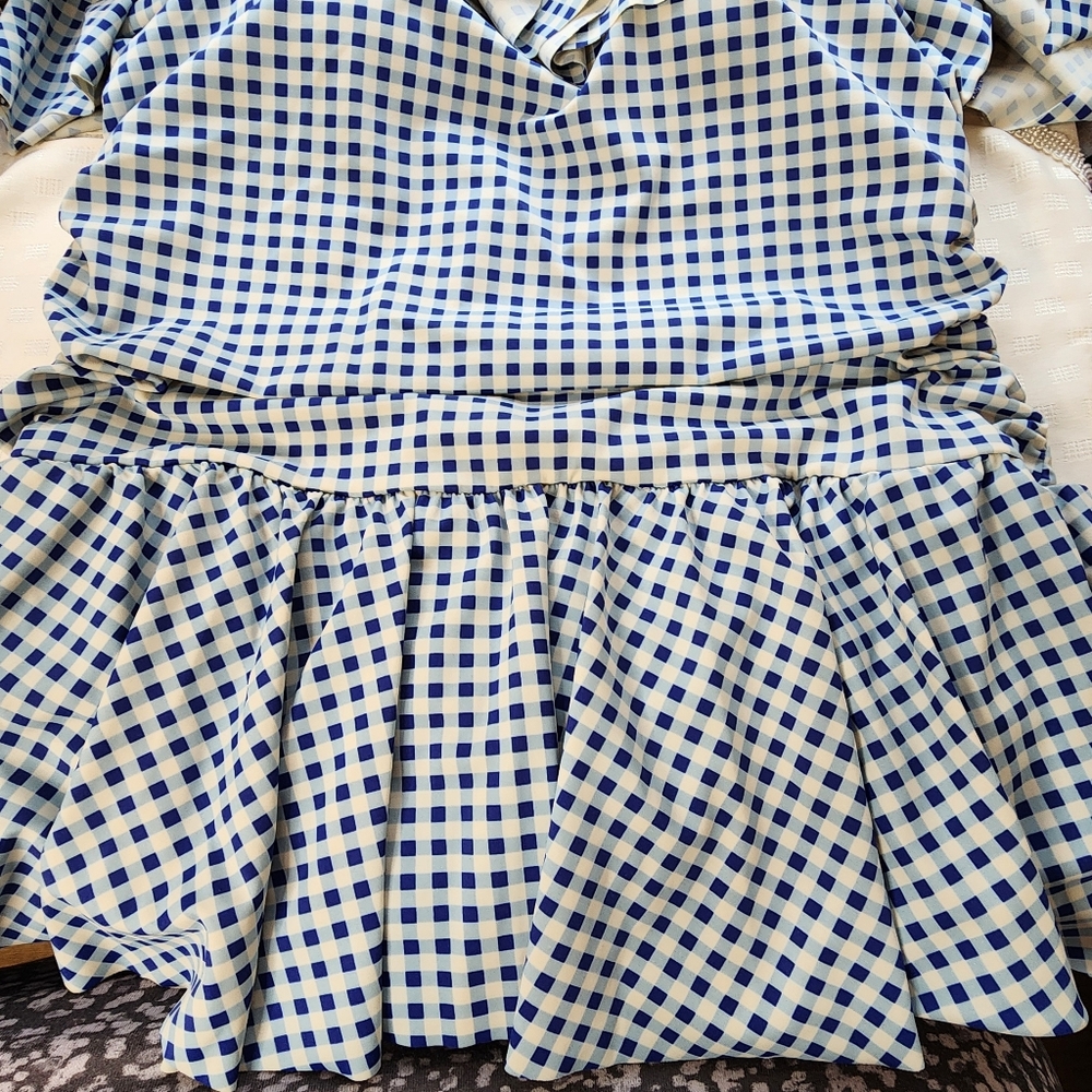Simply Slim swim dress womens off shoulder ruffle blue gingham sz 2x - Picture 6 of 13